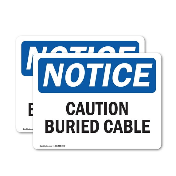 (2 Pack) Caution Buried Cable OSHA Notice Sign 7 Inch X 5 Inch Vinyl Label Decal Sticker Weather Resistant, UV Protected for Workplace, Business, and Construction Site, Made in the USA
