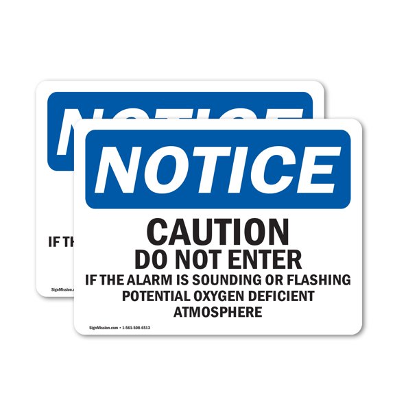 (2 Pack) Caution Do Not Enter If Alarm Is Sounding OSHA Notice Sign 14 Inch X 10 Inch Indoor / Outdoor Rust-Free Aluminum Metal Signs for Workplace, Workshop, and Construction Site, Made in the USA