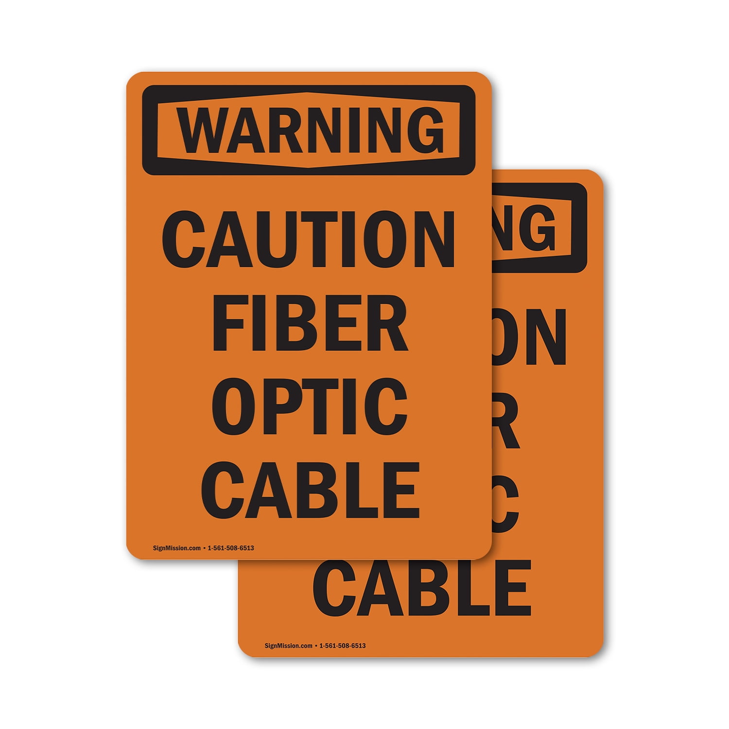 (2 Pack) Caution Fiber Optic Cable OSHA Warning Sign 5 Inch X 7 Inch ...