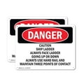thumbnail image 1 of (2 Pack) Caution Ship Ladder Always Face Ladder Going OSHA Danger Sign 14 Inch X 10 Inch Plastic Sign, Weather Resistant, UV Protected for Workplace, Business, and Construction Site,, 1 of 8
