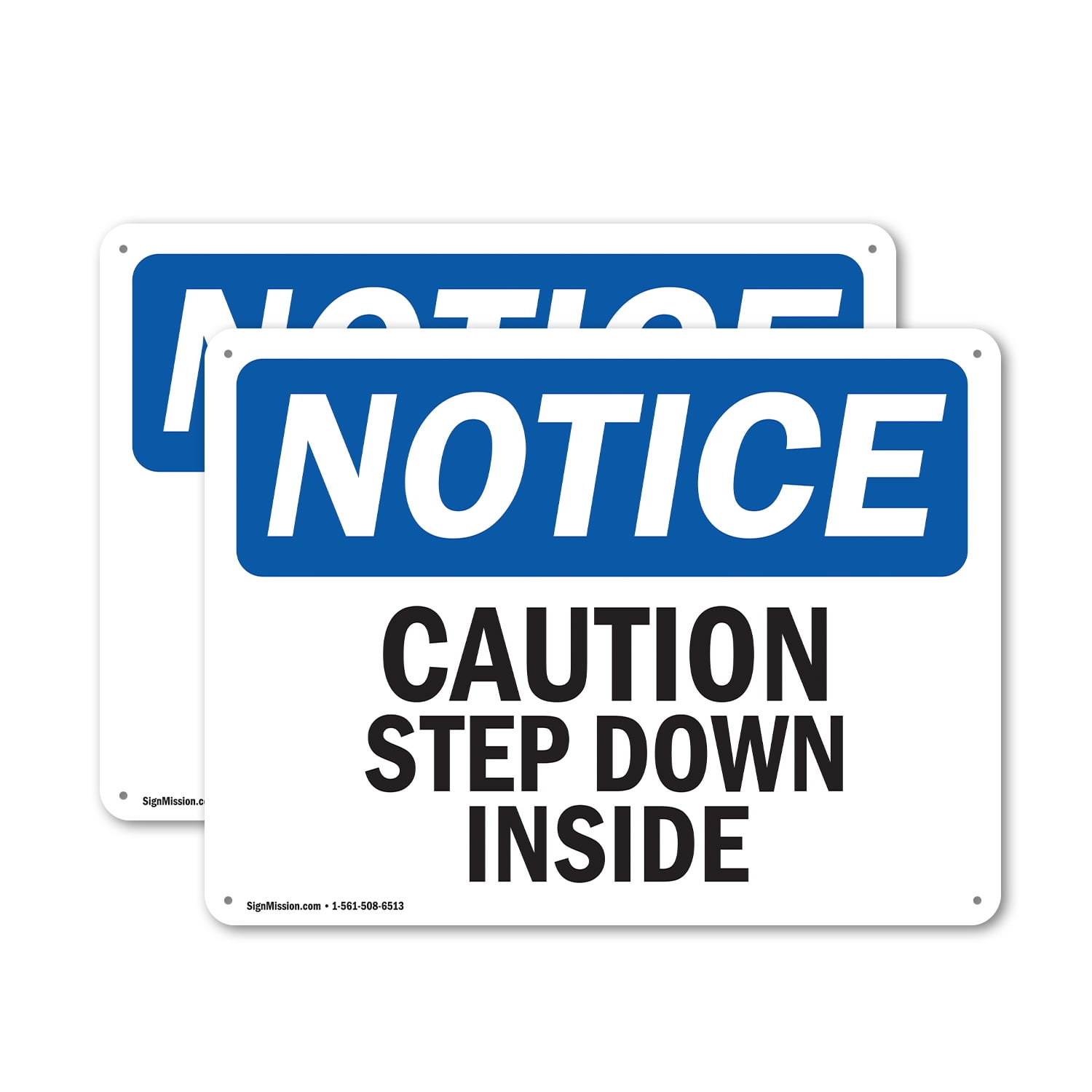 (2 Pack) Caution Step Down Inside OSHA Notice Sign 18 Inch X 12 Inch ...