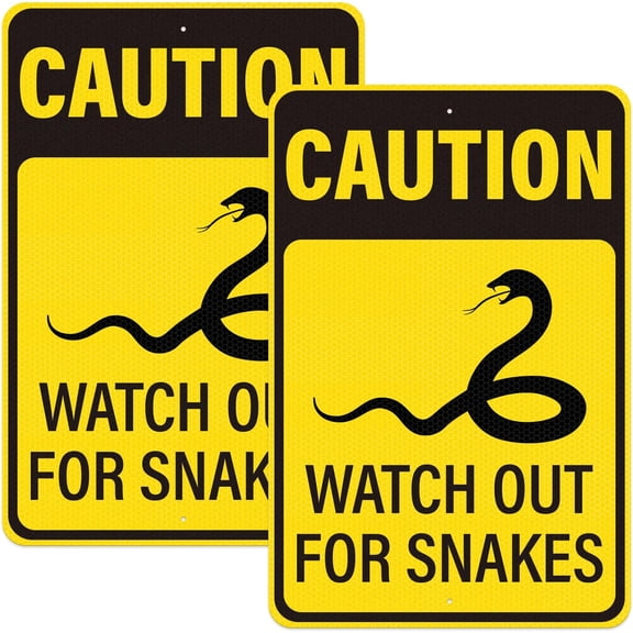 2 Pack Caution Watch Out For Snakes Sign 18 x 12 inch Safety Sign Engineer Grade Reflective Aluminum Warning Signs Metal Road Yard Decor