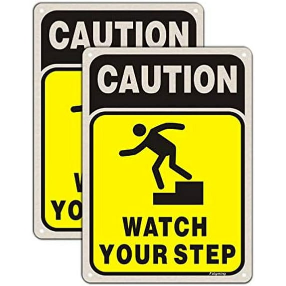 2 Pack Caution Watch Your Step Sign Safety Sign 10 x 7 Inches Security ...