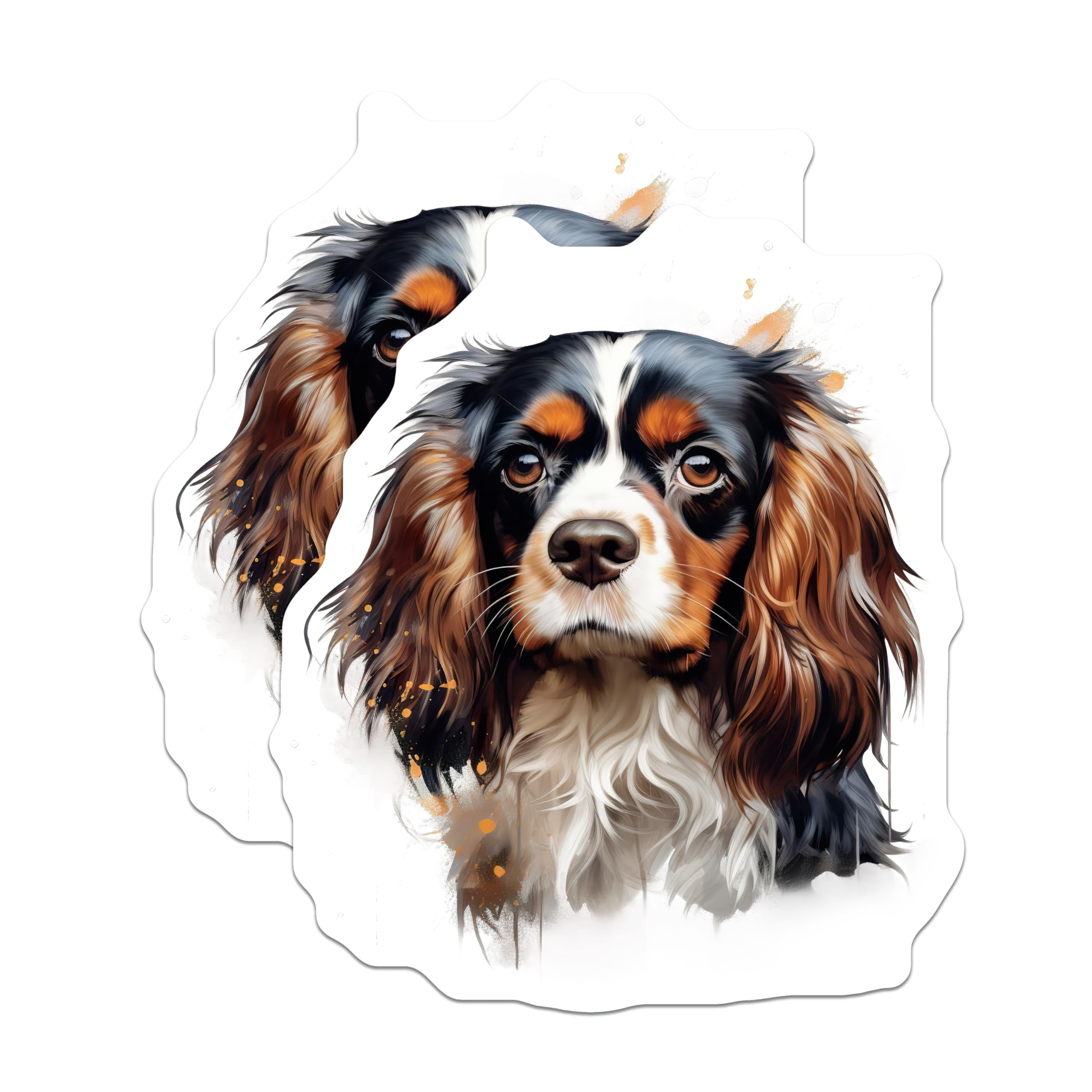(2 Pack) Cavalier King Charles Spaniel Stickers - Watercolor Dog Art ...