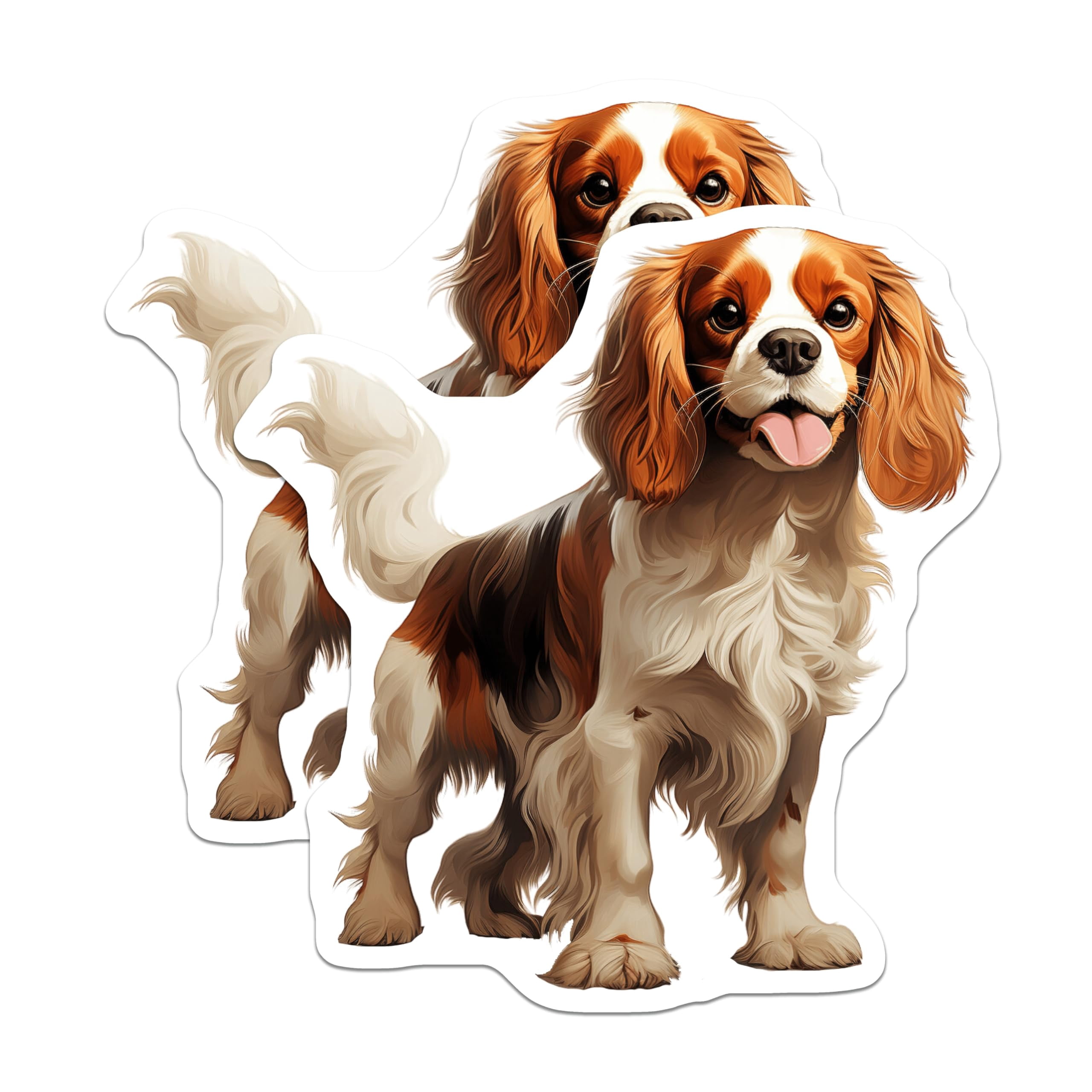 (2 Pack) Cavalier King Charles Stickers - Cute Dog Breed Art - Spaniel ...