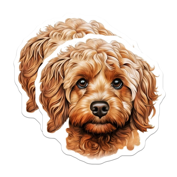 (2 Pack) Cavapoo Dog Magnets - Cute Pet Portrait Art - Doodle Puppy Lover Home Office Decor - 5 Inches On Longest Side - Thick Durable Magnet - Made in USA - MAG29963