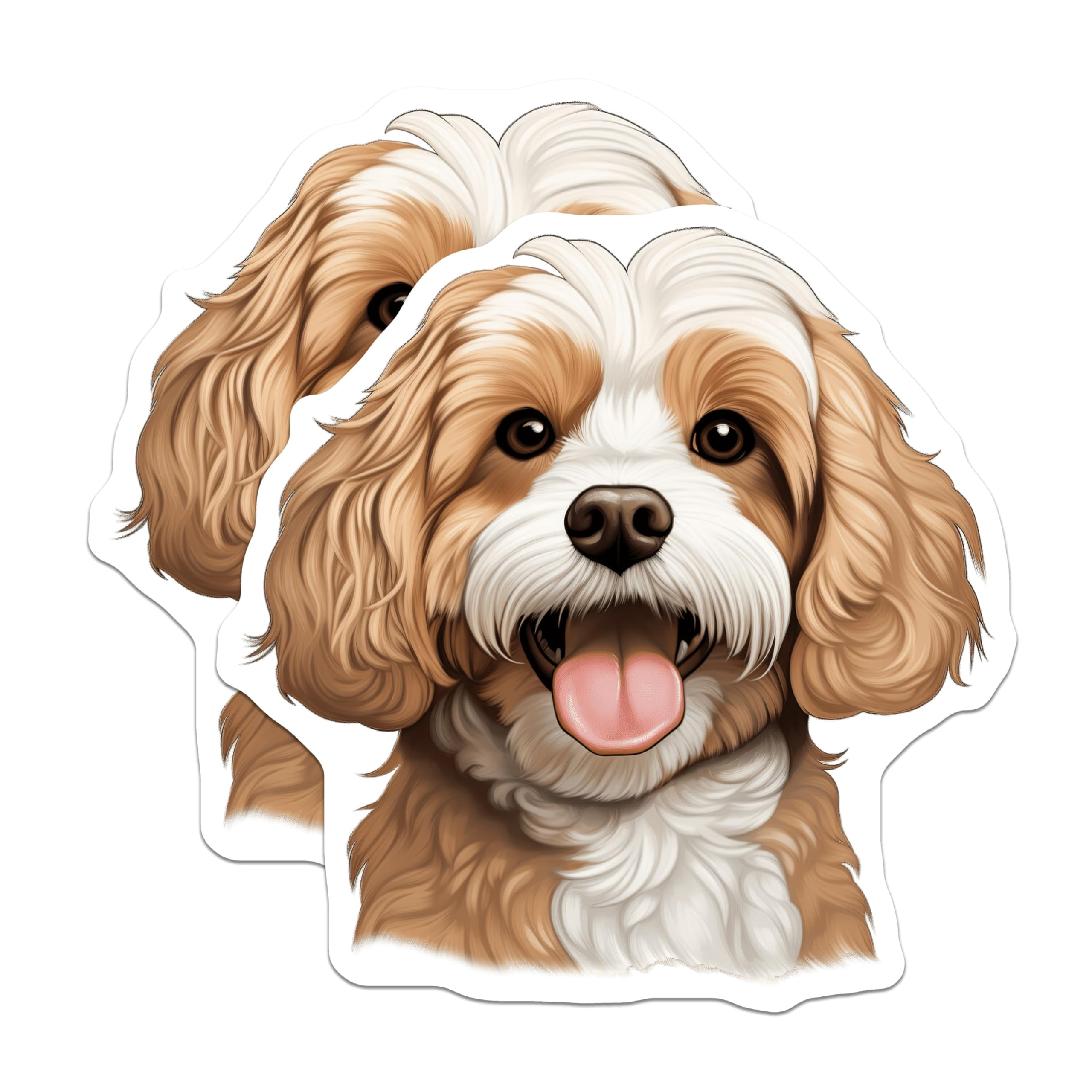 (2 Pack) Cavapoo Dog Stickers - Happy Puppy Decals - Animal Lover Water ...