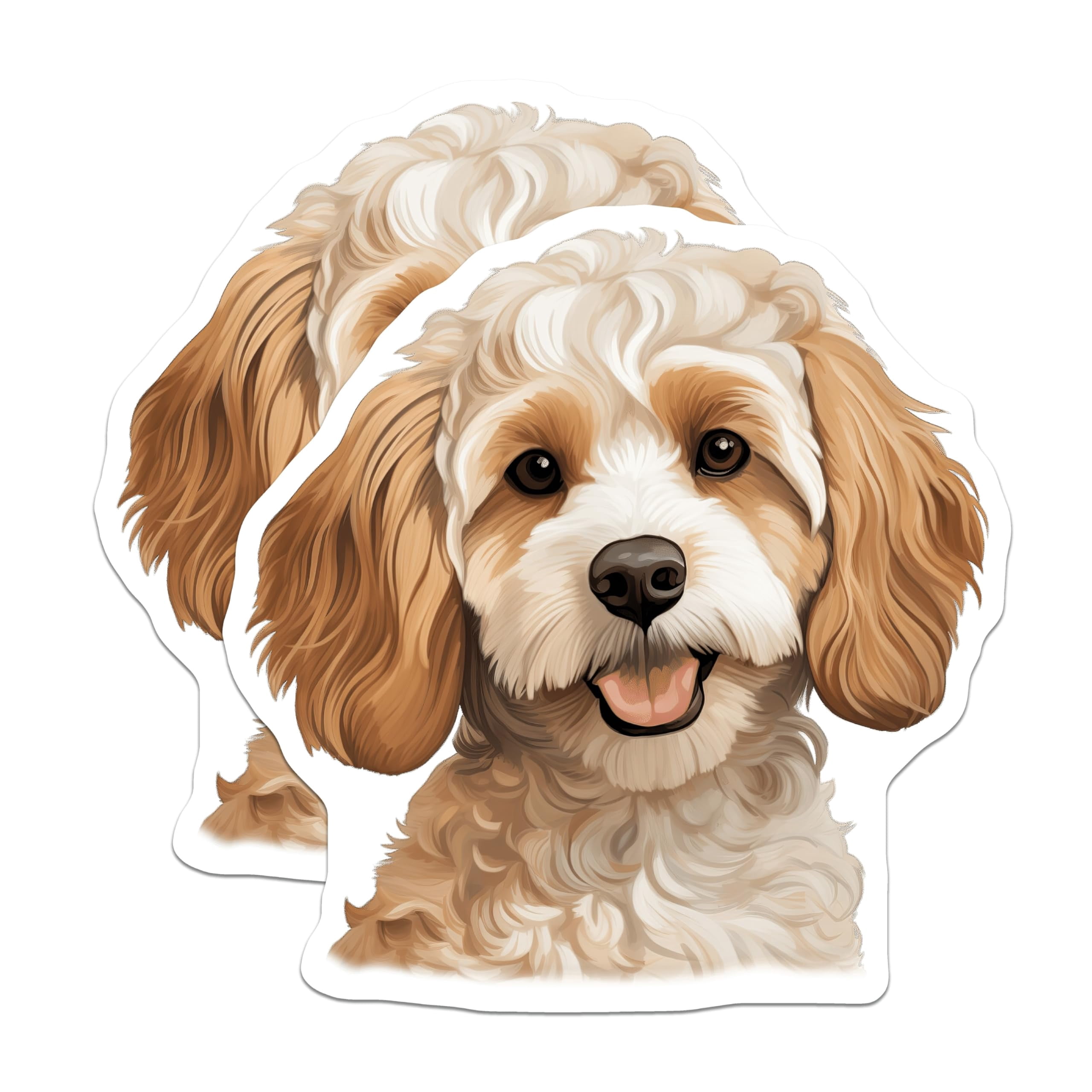 (2 Pack) Cavapoo Stickers - Adorable Puppy Decals - Fluffy Dog Art ...
