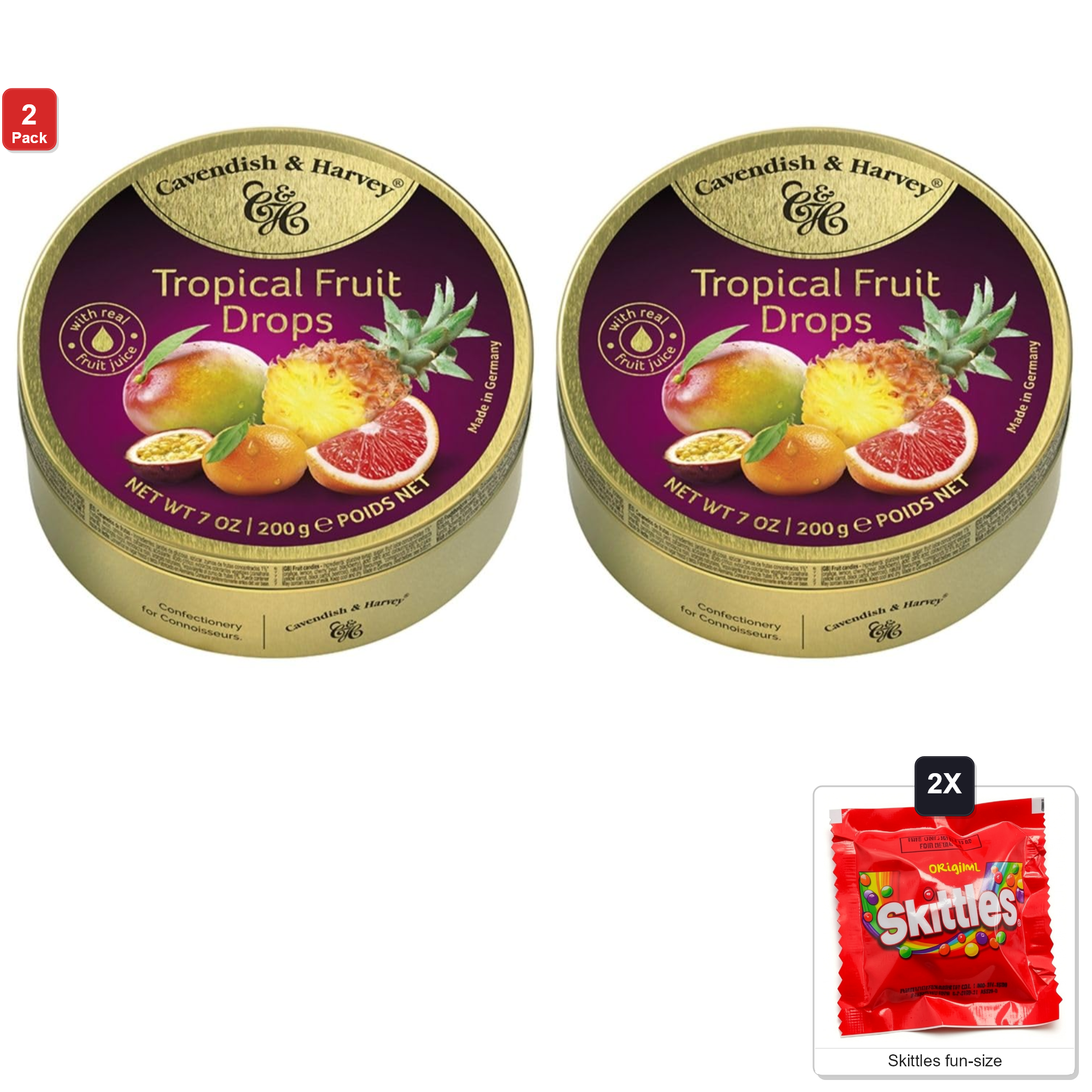 2 Pack | Cavendish & Harvey, Tropical Fruit Hard Candy Drops, 7 oz Tin ...