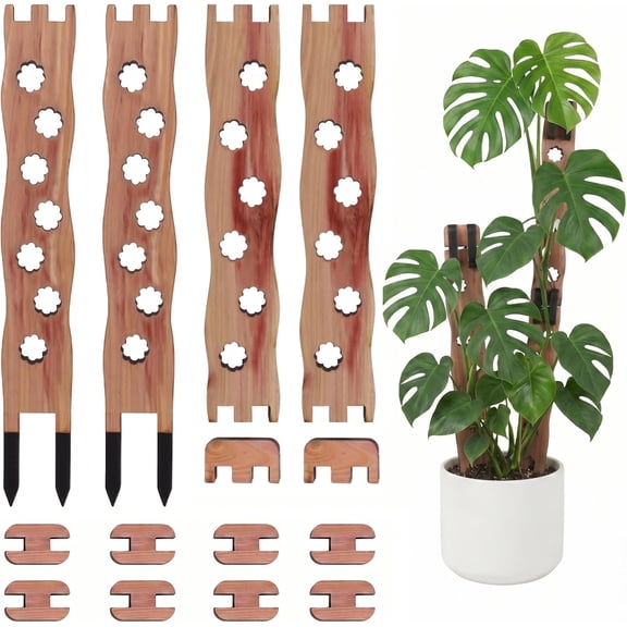2 Pack Cedar Wood Extendable Plant Trellis for Indoor Potted Plants