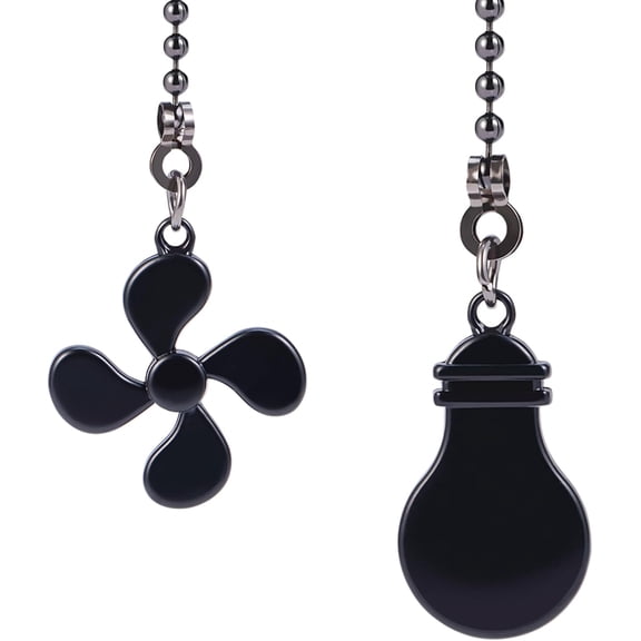 2 Pack Ceiling Fan Pull Chain Extension Set, 12 Inches Fan Light bulb Shaped Pull Chains Extenders for Ceiling Fans and Lamps, Decorative Fan Pulls Pendant for Bedroom Living room (1Light and 1 Fan)