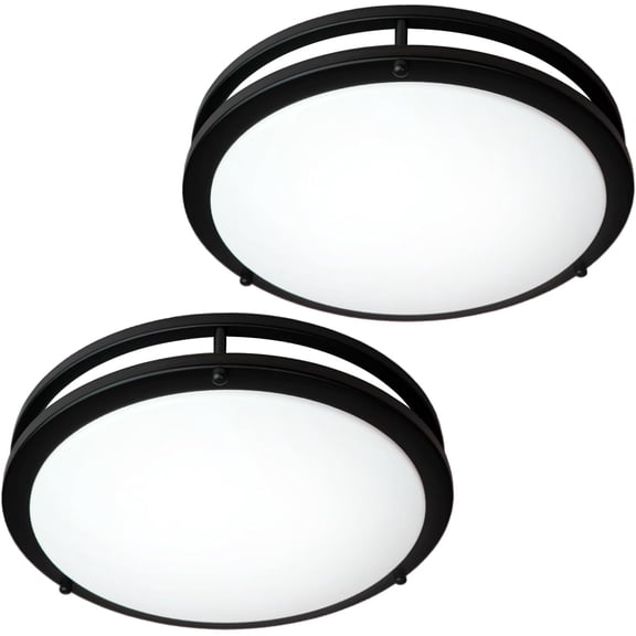 2-Pack Ceiling Light Fixture Black 36W, 13 inch Flush Mount Light Fixtures 3600LM, Modern Ceiling Light No Flicker, 5000K Bright LED Ceiling Lights for Hallways Bedroom Bathroom ETL Listed