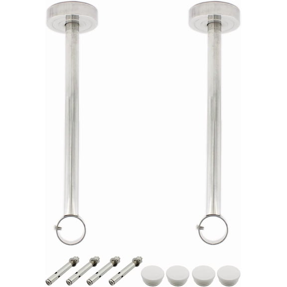 2 Pack Ceiling Mount Bracket, Stainless Steel Wardrobe Pipe Bracket Rod Holder Ceiling Holder, General Shower Curtain Closet Wardrobe Rod Lever Support Pipe Flange Socket (D*H)33 * 350mm/1.3 * 14''