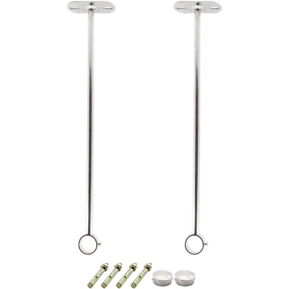 2 Pack Ceiling Mount Bracket, Stainless Steel Wardrobe Pipe Bracket Rod Holder Holder, ULIFESTAR Shower Curtain Closet Lever Support Flange Socket 25x400mm/1x16''