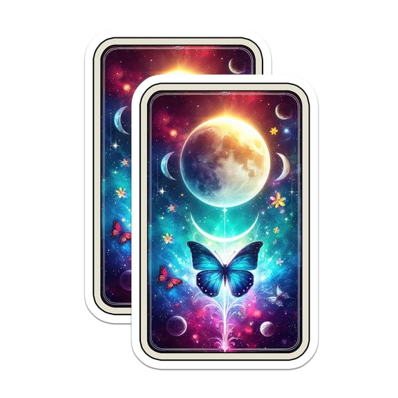 (2 Pack) Celestial Butterfly Magnets - Cosmic Moon Phase Art - Vibrant Galactic Space Mystical Decor Fridge Magnets - 5 Inches On Longest Side - Thick Durable Magnet - Made in USA - MAG21996