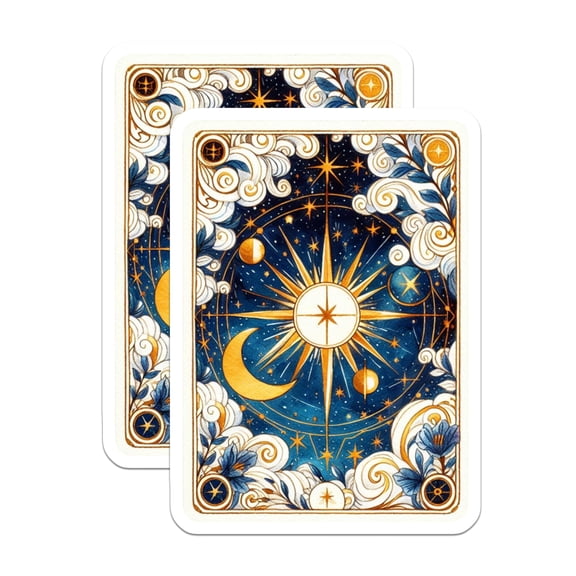 (2 Pack) Celestial Magnets - Sun Moon Stars Art - Cosmic Home Decor - 5" On Longest Side - Premium Magnet - for Cars, Refrigerators, Toolboxes, Lockers - Made in USA