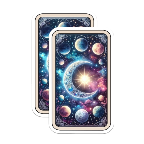 (2 Pack) Celestial Moon Magnets - Cosmic Planets Galaxy Decor - Mystical Space Fridge Accessories - 5 Inches On Longest Side - Thick Durable Magnet - Made in USA - MAG21133