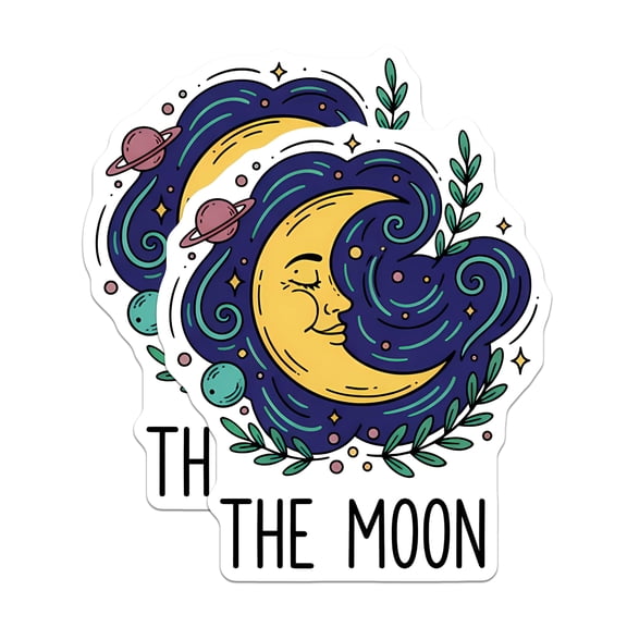 (2 Pack) Celestial Sleepy Moon Face Magnets - Mystical Space Refrigerator Accents - Enchanting Night Sky Emblem - 5 Inches On Longest Side - Thick Durable Magnet - Made in USA - MAG21685