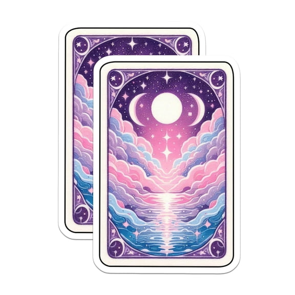 (2 Pack) Celestial Triple Moon Magnets - Dreamy Fantasy Landscape - Pastel Sky Ocean Art - 5 Inches On Longest Side - Thick Durable Magnet - Made in USA - MAG22723