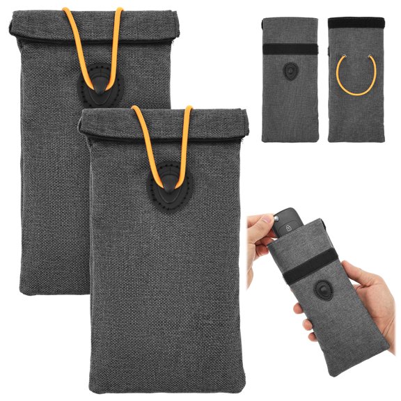 2 Pack Cell Phone Signal Blocking Bag Case for Car Key RFID Signal Blocking Pouch for Privacy Protection with Elastic Closure