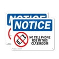 thumbnail image 1 of (2 Pack) No Cell Phone Use In This Classroom OSHA Notice Sign 10 Inch X 7 Inch Plastic Sign, Weather Resistant, UV Protected for Workplace, Business, and Construction Site, Made in the, 1 of 8