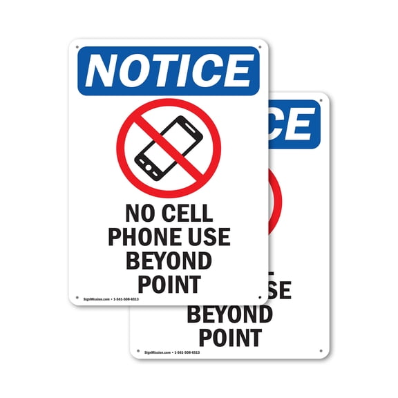 (2 Pack) No Cell Phone Use OSHA Notice Sign 12 Inch X 18 Inch Indoor / Outdoor Rust-Free Aluminum Metal Signs for Workplace, Workshop, and Construction Site, Made in the USA