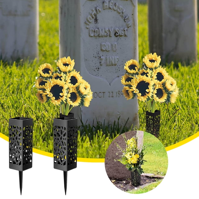 2 Pack Cemetery Vases Flower Holder Memorial Decorations Cemetery