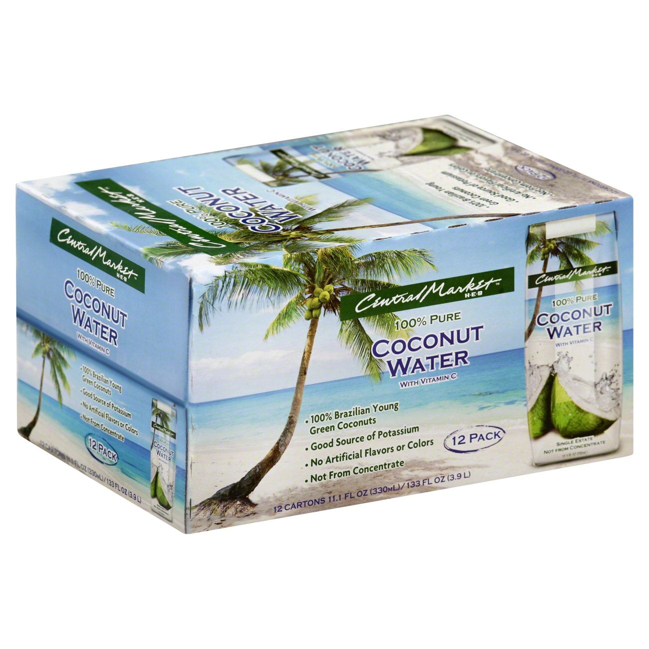 2 Pack Central Market Coconut Water 11.1 oz Carton