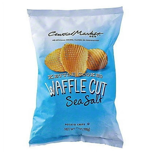 2 Pack Central Market Kettle Cooked Waffle Cut Potato Chips - Sea Salt