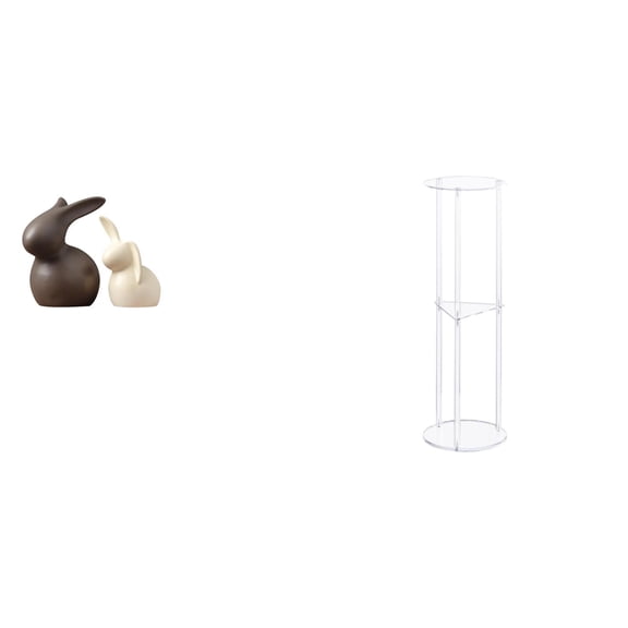2 Pack Ceramic Bunny Statue Round Side Table Sturdy Acrylic Material for Modern Home and Office Use