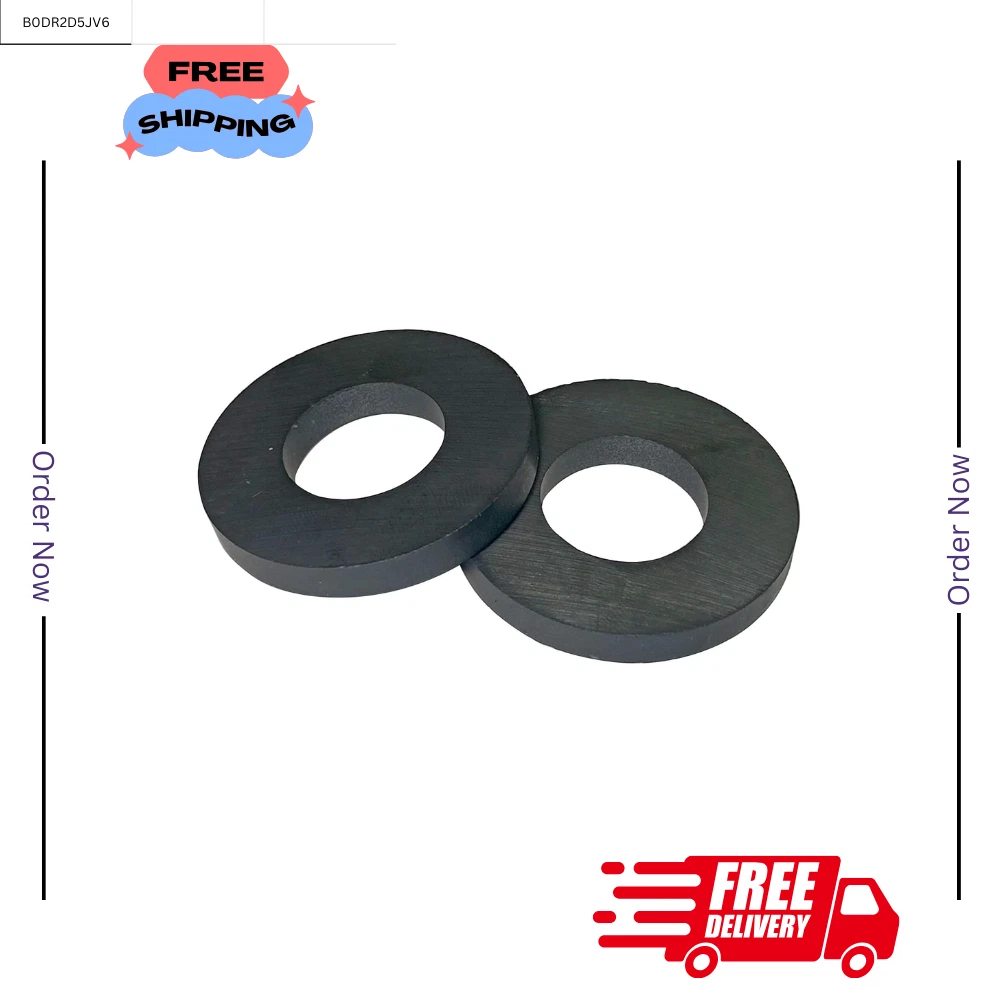 2 Pack Ceramic Ring Magnets Ferrite Strong Magnetic Material Free& Fast Shipping