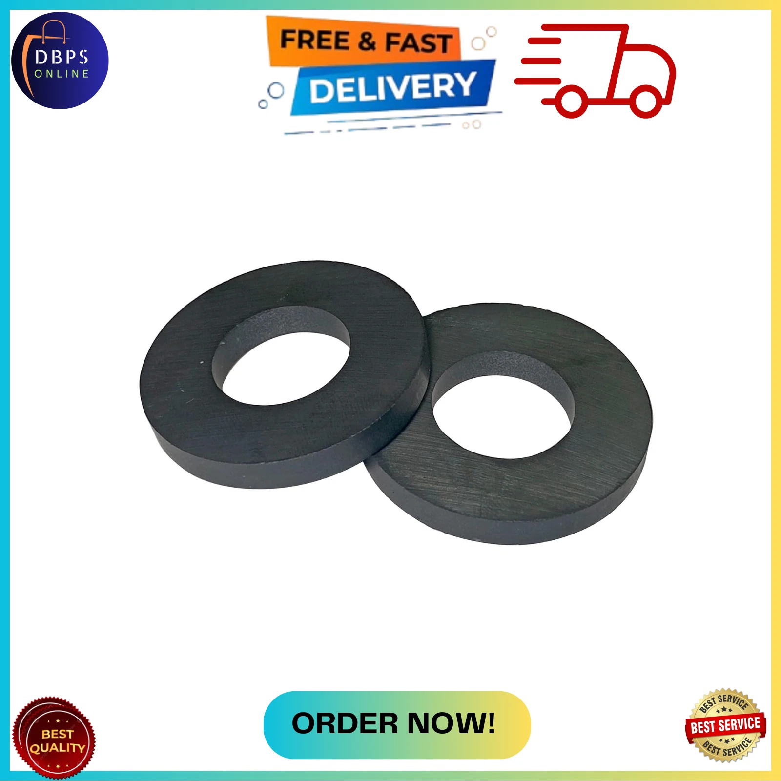 2 Pack Ceramic Ring Magnets Ferrite Strong Magnetic Material Free& Fast Shipping