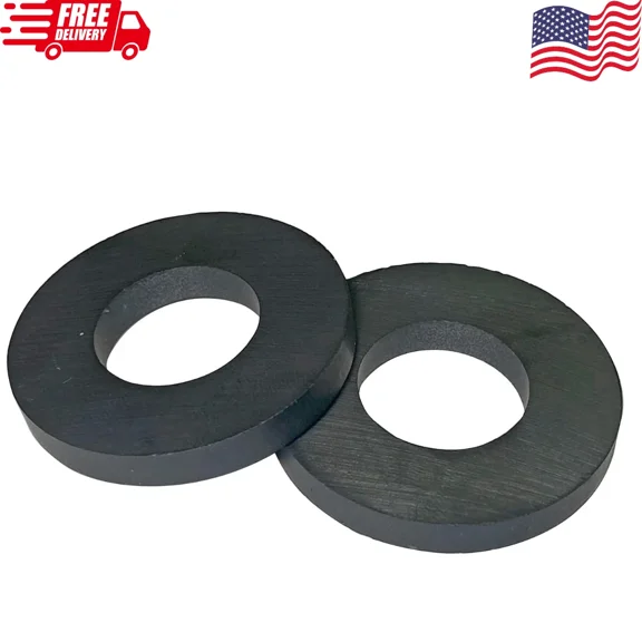 2 Pack Ceramic Ring Magnets Ferrite Strong Magnetic Material Free& Fast Shipping
