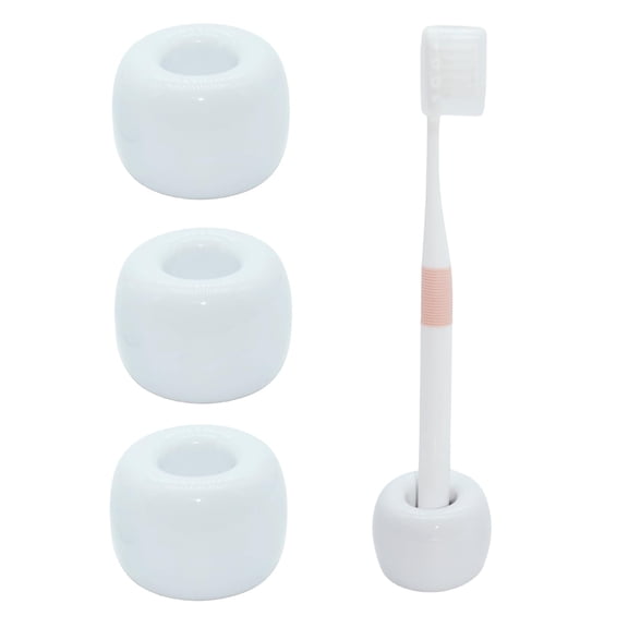 2 Pack Ceramic Toothbrush Holders, Small Toothbrush Holders for Bathroom Vanity Countertops, Mini Ceramic Desk Pen Holder Stand (Black & White)
