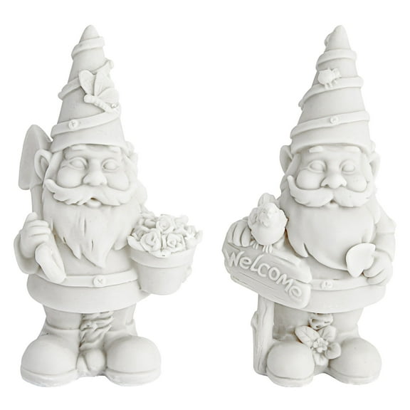 Bright Creations Ceramics to Paint for Adults DIY Gnome Kit - 2-Pack White Resin Gnomes, 5 in