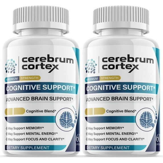(2 Pack) Cerebrum Cortex - Nootropic Memory Booster Dietary Supplement for Focus, Memory, Clarity, & Energy - Advanced Cognitive Support Formula for Maximum Strength - 120 Capsules