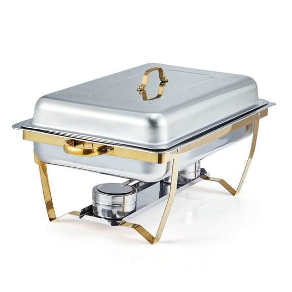 2 Pack Chafing Dishes for Buffet – 8QT Stainless Steel Buffet Servers & Warmers with Lids & Folding Stands Perfect for Parties, Dinners, Catering Events