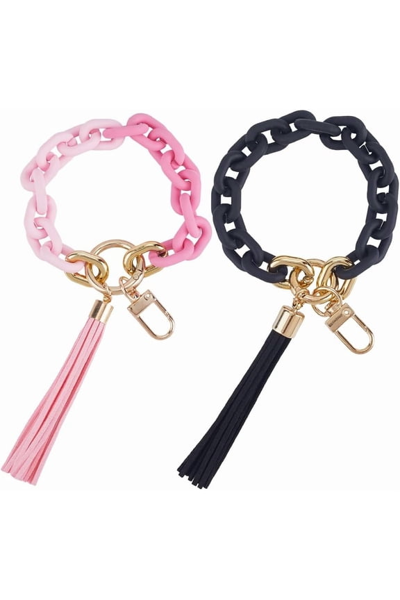 2 Pack Chain Link Wristlet Keychain Stretchy Key Chain Key Chains Women Cute Bracelet DIY
