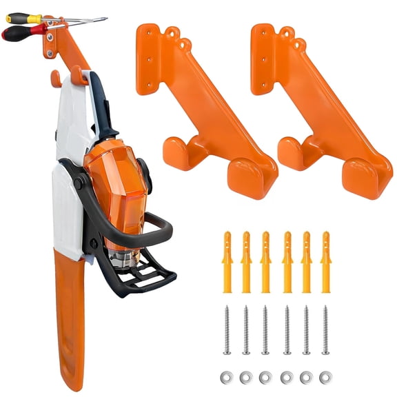 2 Pack Chainsaw Hanger Chainsaw Holder, Heavy Duty Chainsaw Wall Mount, Garage Storage Shed Organizer Mounted Chainsaw Rack Tool Racks