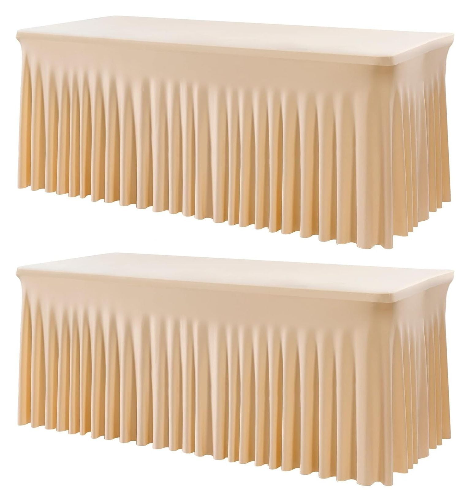 2 Pack Champagne Spandex Table Clothes for 6 Foot Rectangle Tables ...