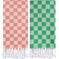 thumbnail image 1 of 2 Pack Checkered Plaid Turkish Beach Towel Oversized Cotton Bath Towels Sand Free Quick Dry Soft Absorbent Pool Swim Towel Adult Vacation Travel Essentials Cruise Accessories Must Haves Clearance, 1 of 6