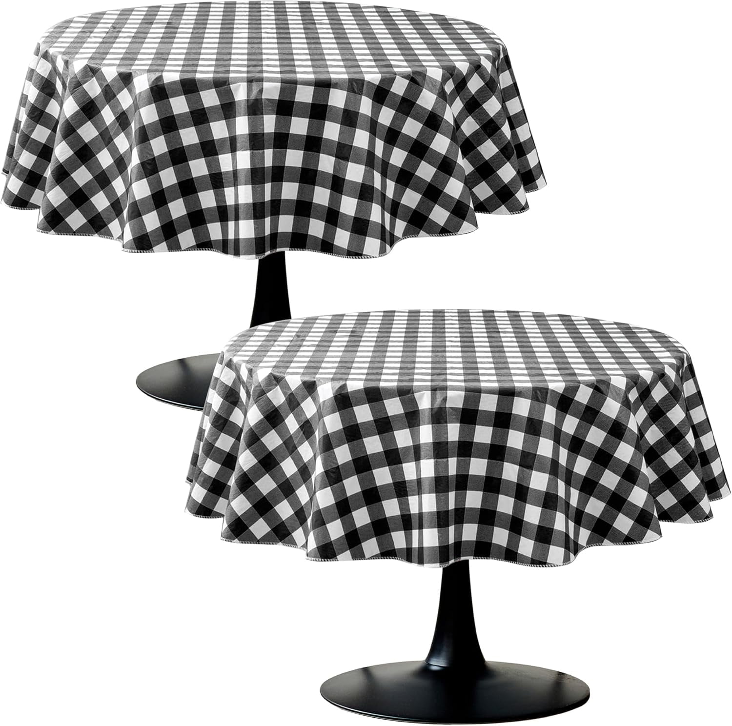 2 Pack Checkered Round Tablecloth 60 Inch-Waterproof Oil & Spill Proof ...