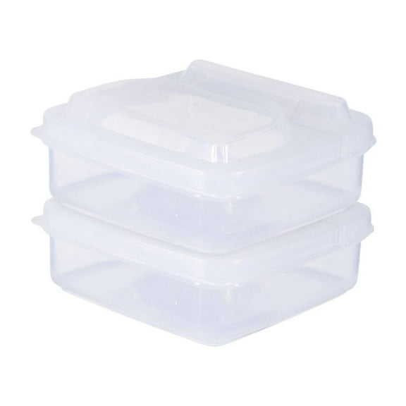 2 Pack Cheese Storage Container Boxes,Small Clear Flip Top Storage Box for Cheese,Fruit and Vegetable,3.9" x 3.9" x 1.8"
