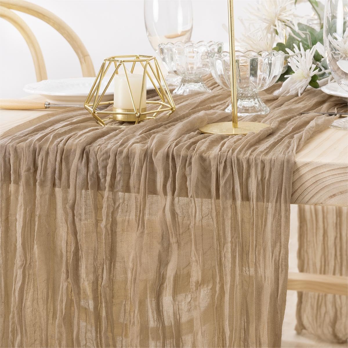 2 Pack Cheesecloth Table Runner Bulk 13.3Ft Gauze Table Runner 35 × 160