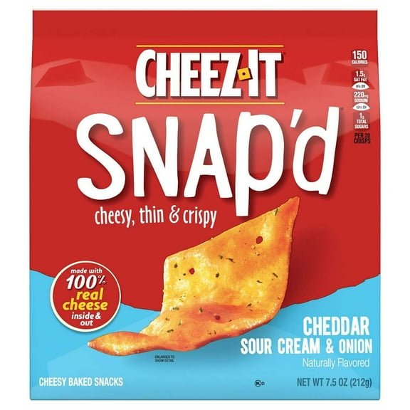 2 Pack - Cheez-It Snap'd Cheddar Sour Cream and Onion Cheese Cracker Chips - 7.5 oz Packaging may vary