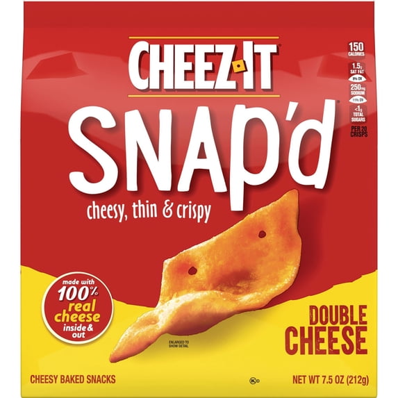2 Pack - Cheez-It Snap'd Double Cheese Cheese Cracker Chips - 7.5 oz Packaging may vary