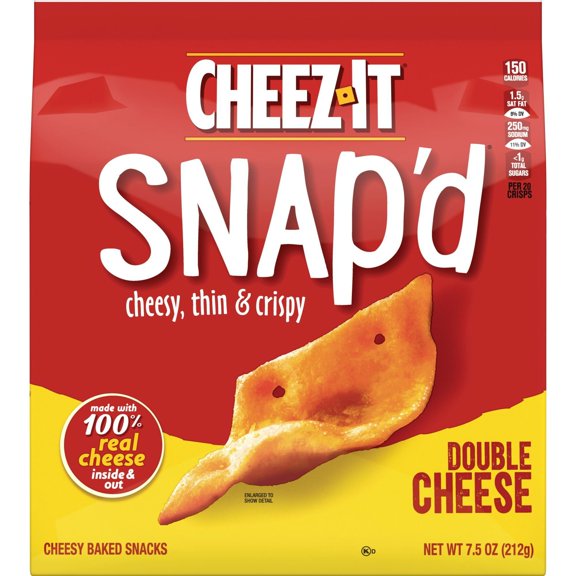 2 Pack - Cheez-It Snap'd Double Cheese Cheese Cracker Chips - 7.5 oz Packaging may vary