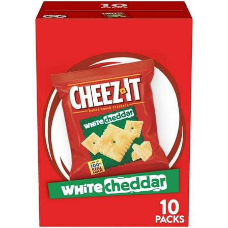 (2 Pack) Cheez-It White Cheddar Baked Snack Crackers, Lunch Snacks, 10 Count