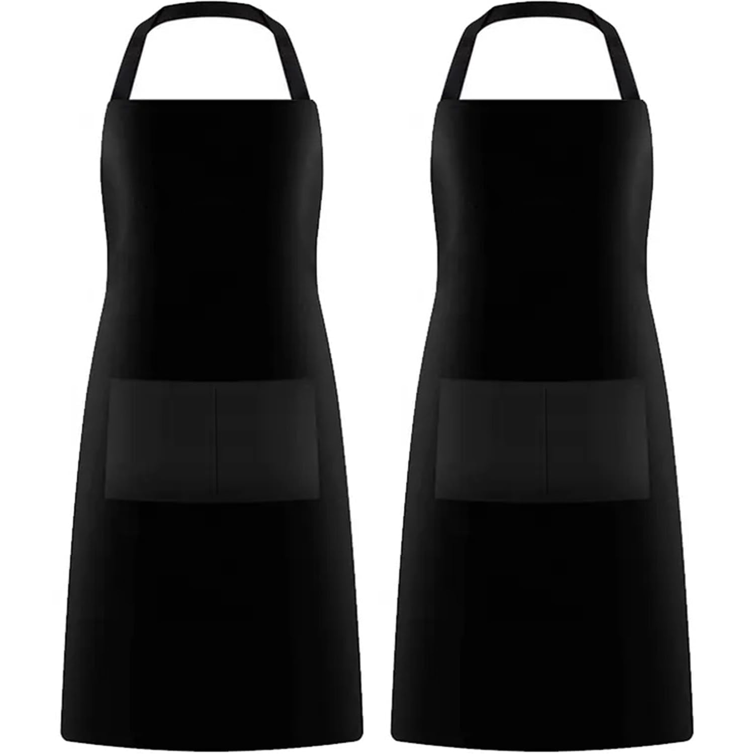 2 Pack Chef Apron With Pockets - Grilling Aprons For Men  Waterproof Cooking Bbq Work Or Restaurant Use Kitchen Women Black