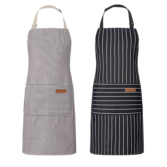 2 Pack Chef Aprons for Cooking & Baking - Soft Restaurant Quality Kitchen Aprons with Adjustable Neck & Long Tie,2 Pockets Protective Aprons for Men & Women,BBQ Grilling Baking
